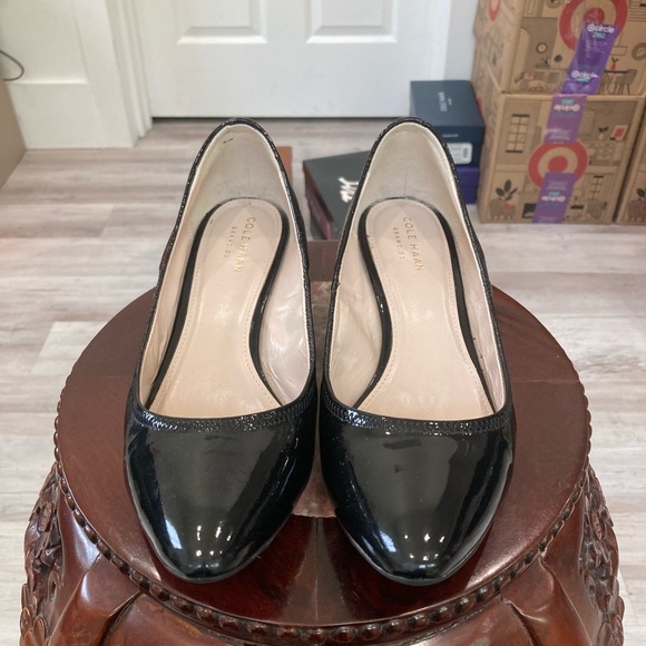 Cole Haan Shoes - Pre-Loved Cole Haan Black Patent Leather Wedge Pumps